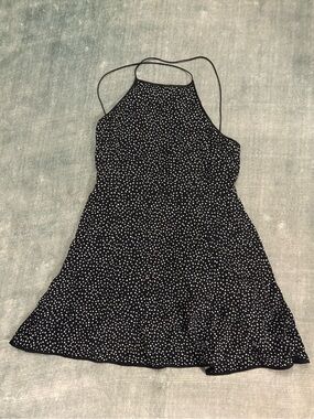 Wilfred Black Polka Dot Halter Spaghetti Criss Cross Strap Sundress 6